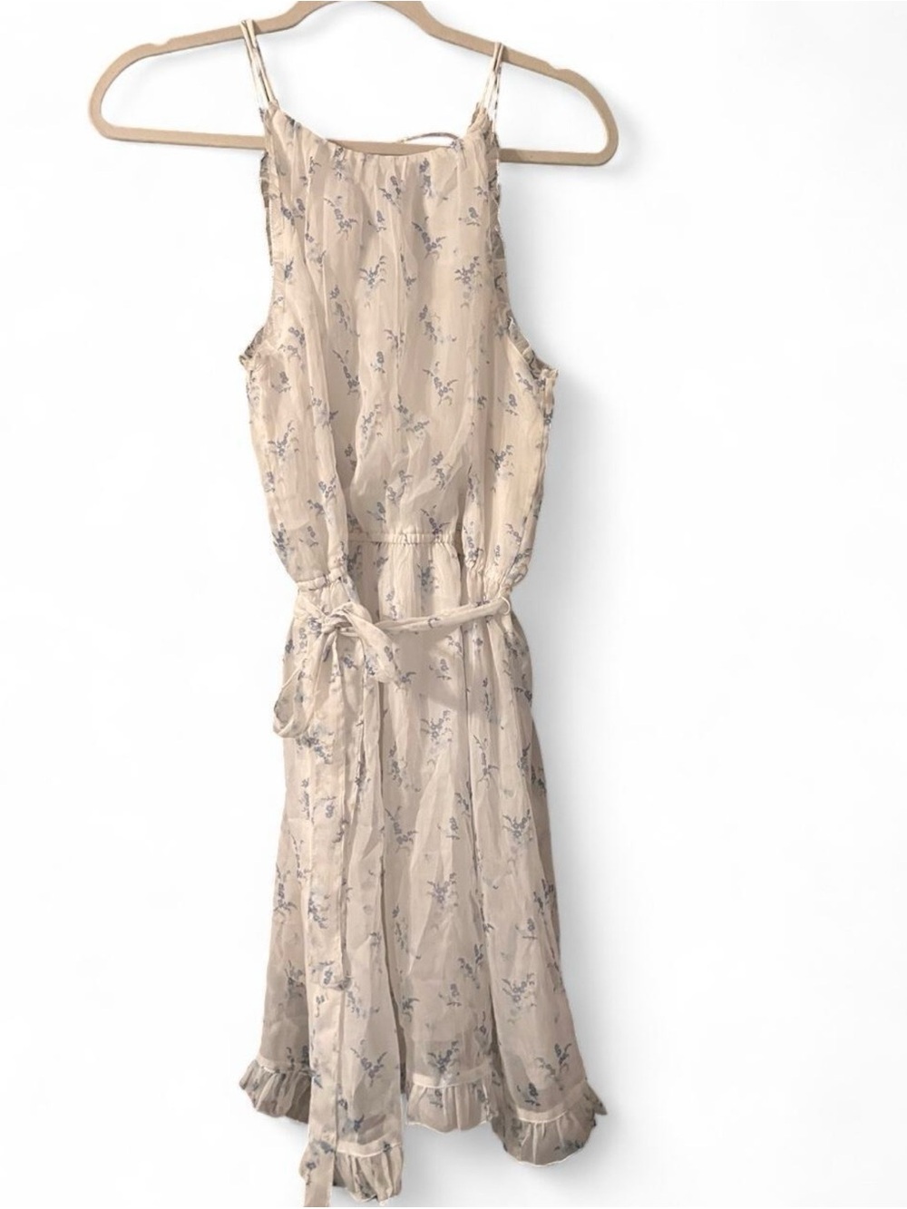 Abercrombie & Fitch Cream Floral Halter Midi Dress
